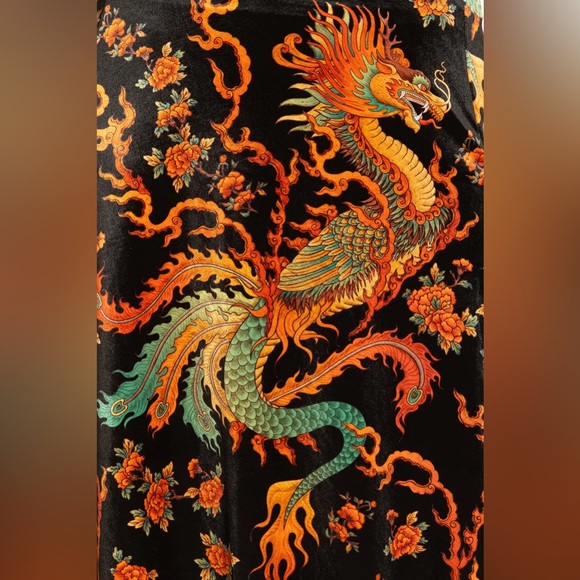 NWOT Dragon Rising Velvet Single Split Maxi Skirt, Blackmilk size small - Picture 2 of 10